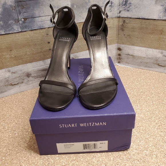 Stuart Weitzman Nudistsong High Heel Stiletto Black Calf Leather Size 8 - Picture 9 of 10